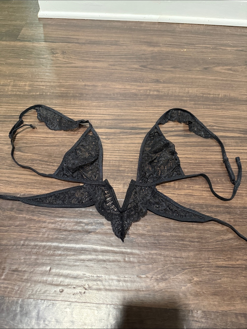 Black Lace Triangle Bralette - Women Intimates